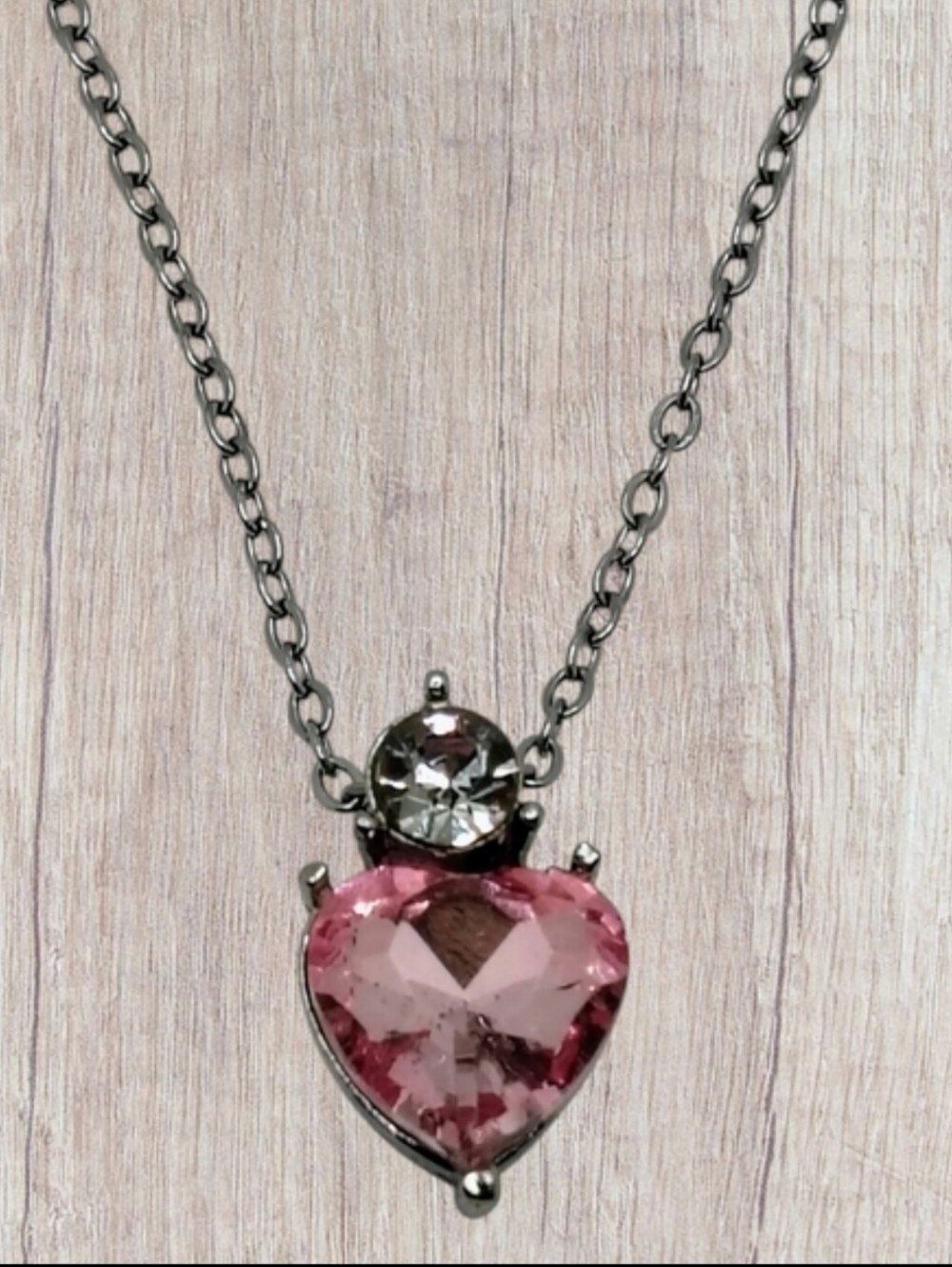 Pink Heart Gemstone Pendant Necklace Womens